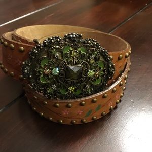 Streets Ahead Studded & painted Leather Belt